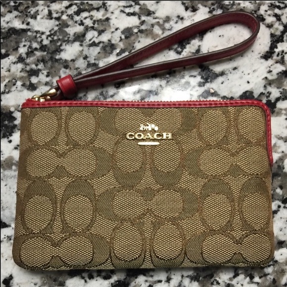 LAST ONE‼️Coach NEW wristlet, brown/ red classic - Picture 3 of 7